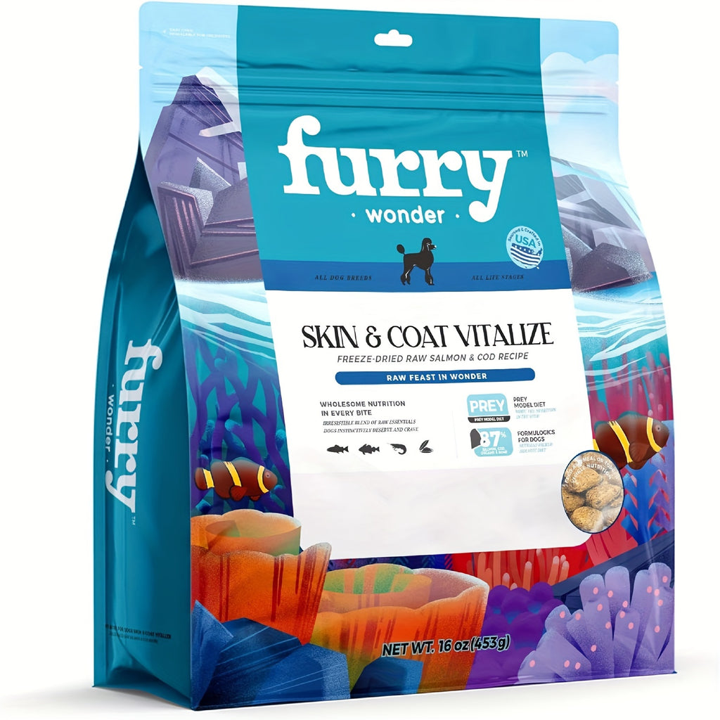 2 pack Freeze Dried Raw Dog Food Salmon and Cod Recipe 16 Ounce, Freeze Dried Raw Diet for Skin Coat VitalizeUSA Made Grain Free High Protein Dog Food for Complete Meal or Food Topper